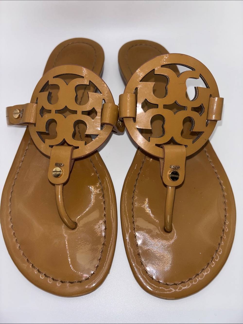 Tory Burch Mocha Miller Logo Sandal - Tan